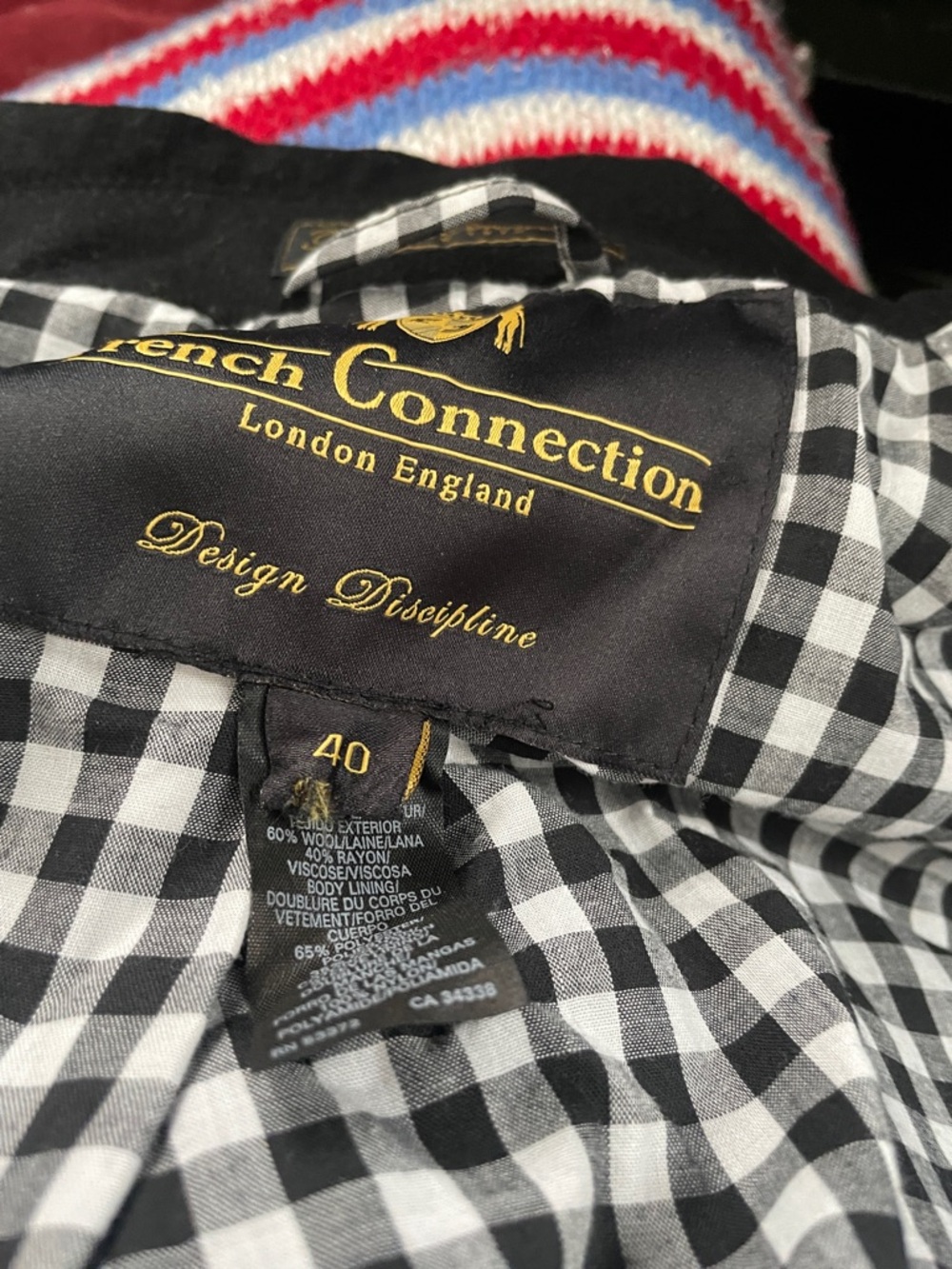 French Connection Black & White Gingham Button-Up Shirt